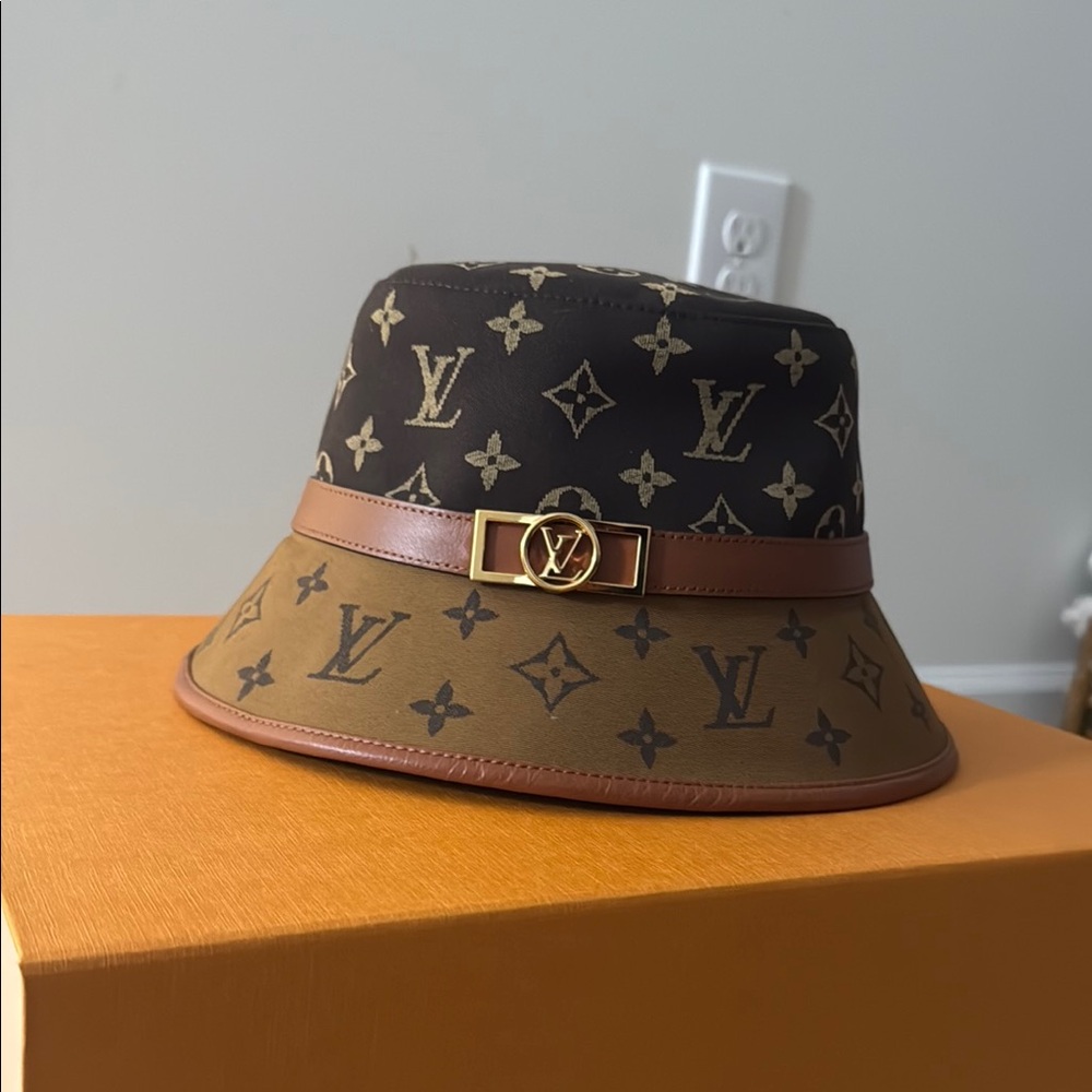Louis Vuitton Monogram Bucket Hat in Brown and Tan